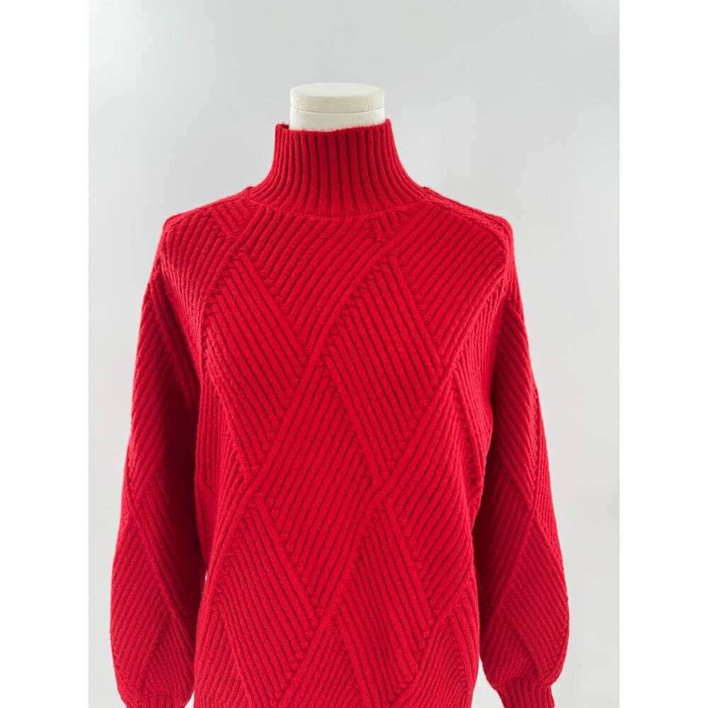 Elodie for AnthropologieRed Mock Neck Sweater Turtleneck Diamond Knit NWT Small